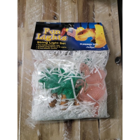 Vtg Fun Lights Flamingo Palm Tree Tropical Party Indoor Outdoor 12' String Light - Picture 11 of 11